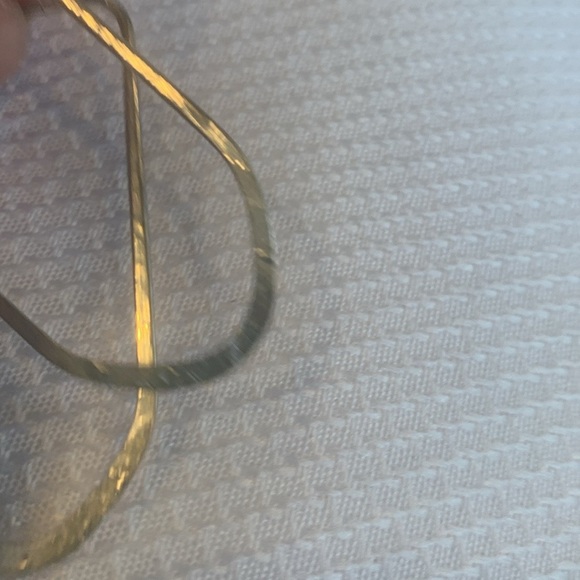 Hammered Silver Tone Elongated Geometric Hoop Earrings - Picture 4 of 4